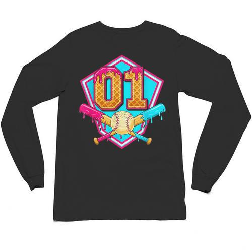 Baseball Drip Jersey Number 1 For Players & 1th Birthday Unisex Long Sleeve T-Shirt - Sportilla