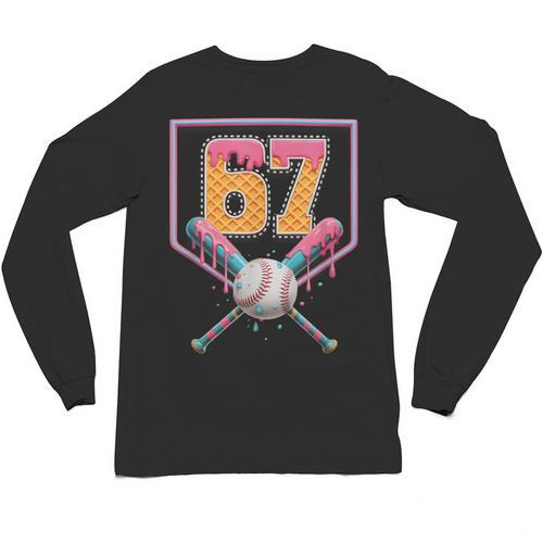 Baseball Drip Number 67 Fun Six Seven 6 7 Meme Unisex Long Sleeve T-Shirt - Sportilla