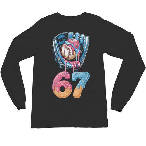 Baseball Drip Number 67 Player 67th Birthday Ice Cream 67 Unisex Long Sleeve T-Shirt - Sportilla