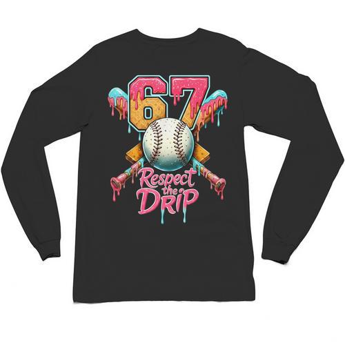 Baseball Drip Number 67 Player Sport For Men Women Kids Unisex Long Sleeve T-Shirt - Sportilla