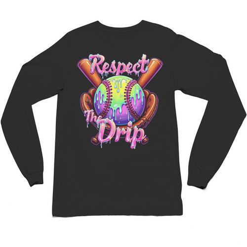 Baseball Drip Respect The Drip Purple Ice Cream Sprinkles Unisex Long Sleeve T-Shirt - Sportilla