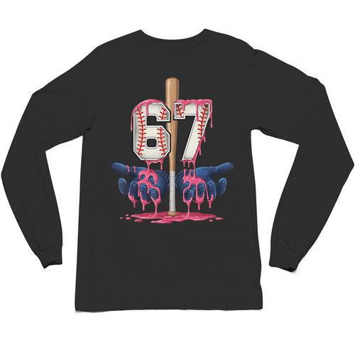Baseball Drip Shirt Youth Baseball Glove Drip Ice Cream Unisex Long Sleeve T-Shirt - Sportilla