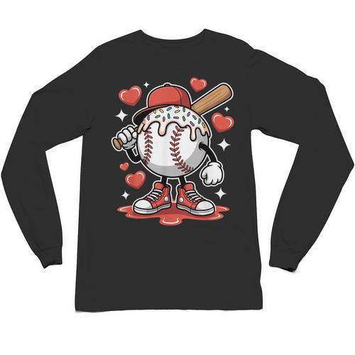 Baseball Drip Valentine Boys Women Men Hearts Sport Love Unisex Long Sleeve T-Shirt - Sportilla