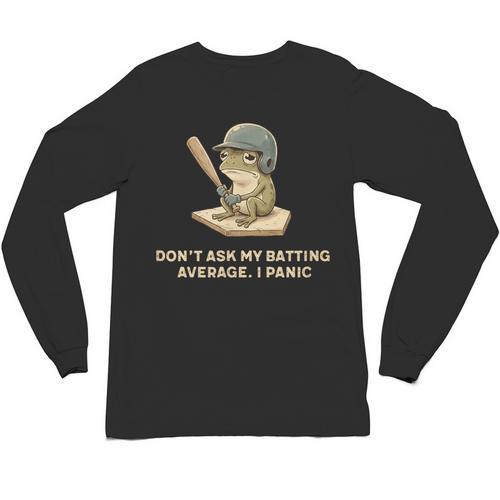 Baseball Frog Saying Batting Retro Artwork Unisex Long Sleeve T-Shirt - Sportilla