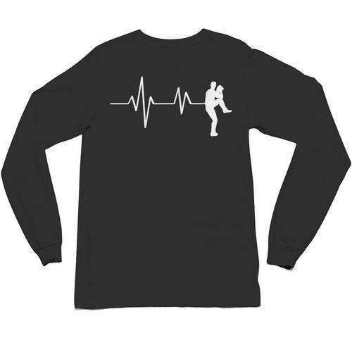Baseball Heartbeat Pitcher Position Simple Line Art Unisex Long Sleeve T-Shirt - Sportilla