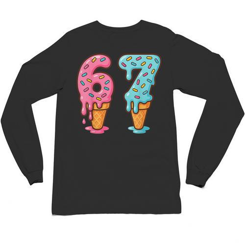 Baseball Ice Cream Drip 6 7 Kids 67 Birthday Unisex Long Sleeve T-Shirt - Sportilla