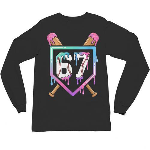 Baseball Ice Cream Drip 67 Player Dabbing Six Seven Boys Unisex Long Sleeve T-Shirt - Sportilla