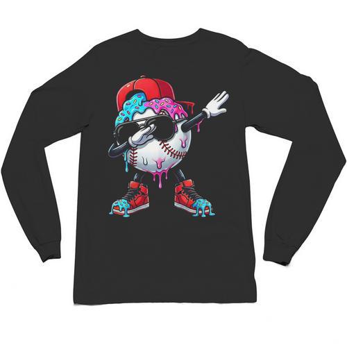 Baseball Ice Cream Drip Dabbing Sports Sprinkles For Boys Unisex Long Sleeve T-Shirt - Sportilla
