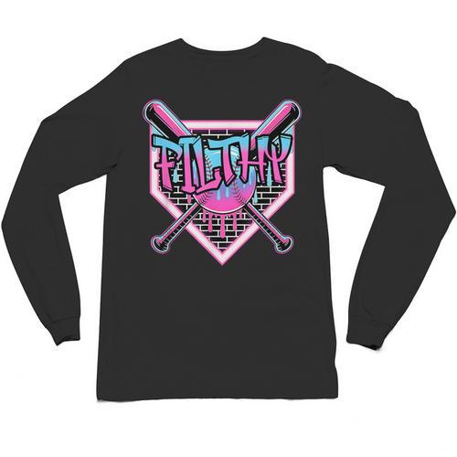 Baseball Ice Cream Drip Pitcher Filthy Unisex Long Sleeve T-Shirt - Sportilla