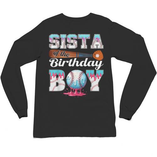 Baseball Ice Cream Drip Sista Of The Birthday Boy Unisex Long Sleeve T-Shirt - Sportilla