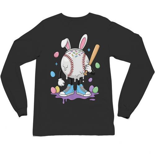 Baseball Ice Cream Drip Youth Boys Cute Easter Sports Unisex Long Sleeve T-Shirt - Sportilla