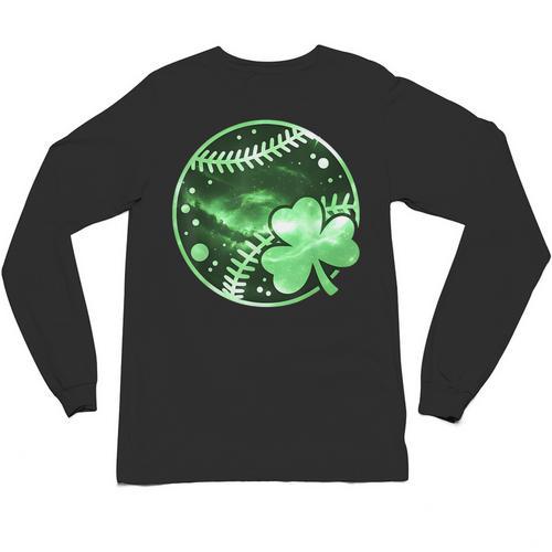 Baseball Irish Shamrock Lucky Clover St Patricks Day Boys Unisex Long Sleeve T-Shirt - Sportilla