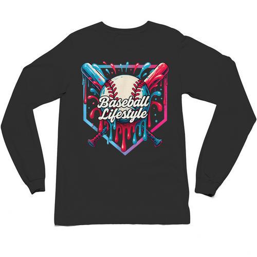 Baseball Lifestyle Shirt Youth Baseball Drip Icecream Boys Unisex Long Sleeve T-Shirt - Sportilla