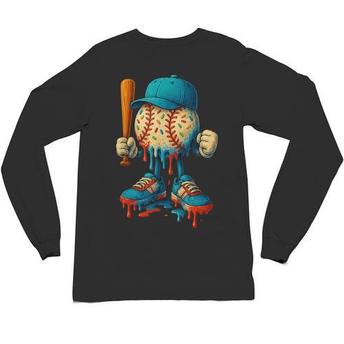 Baseball Lifestyle Youth Baseball Drip Icecream Unisex Long Sleeve T-Shirt - Sportilla