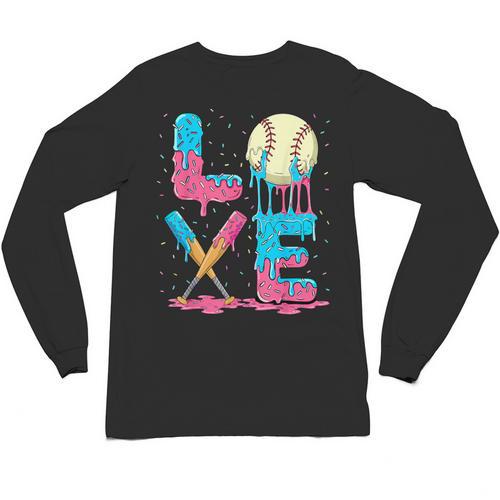 Baseball Love Drip Ice Cream Colorful Baseball Unisex Long Sleeve T-Shirt - Sportilla