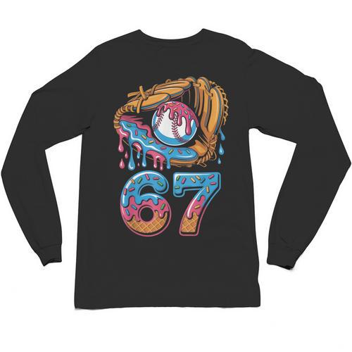 Baseball Player 67 Number 67th Sports Ice Cream Drip Unisex Long Sleeve T-Shirt - Sportilla