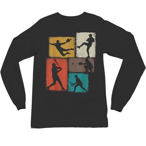 Baseball Player Collage Men Kids Coach Youth Boys Unisex Long Sleeve T-Shirt - Sportilla