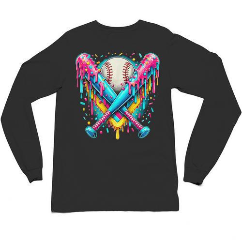 Baseball Player Ice Cream Drip Unisex Long Sleeve T-Shirt - Sportilla