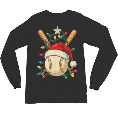 Baseball Santa Christmas Ball Baseball Lover Player Boys Unisex Long Sleeve T-Shirt - Sportilla