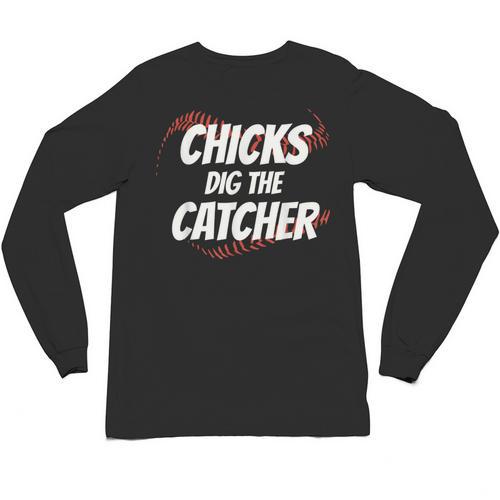 Baseball Seams Chicks Dig The Catcher Unisex Long Sleeve T-Shirt - Sportilla