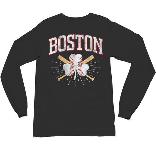 Baseball Shamrock Boston Massachusetts St Patrick’s Day Unisex Long Sleeve T-Shirt - Sportilla