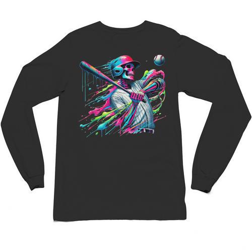 Baseball Skeleton Ice Cream Drip Baseball Boys Youth Unisex Long Sleeve T-Shirt - Sportilla