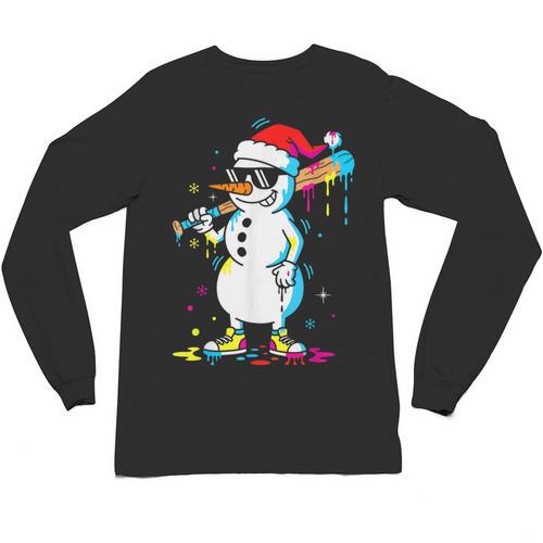 Baseball Snowman Drip Cool Christmas Men Boys Girls Unisex Long Sleeve T-Shirt - Sportilla