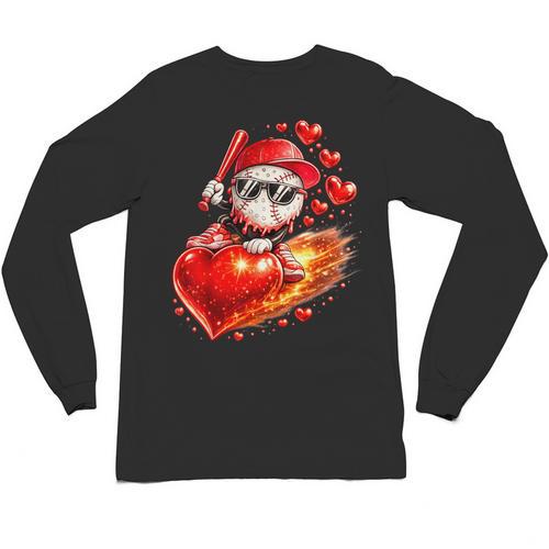 Baseball Valentine's Day Drip Ice Cream Team Unisex Long Sleeve T-Shirt - Sportilla
