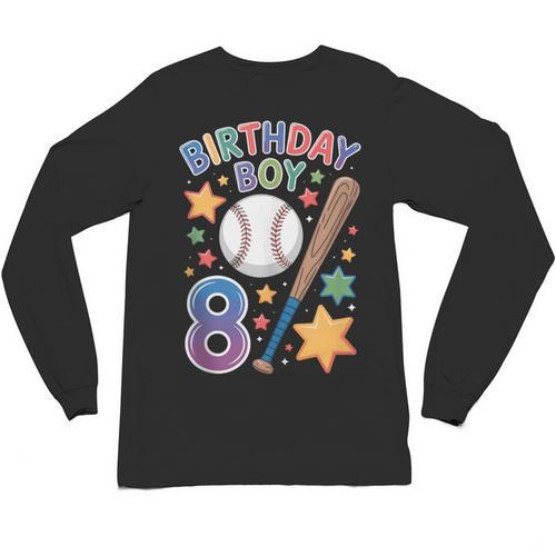 Birthday Boy 8th Birthday Baseball Unisex Long Sleeve T-Shirt - Sportilla