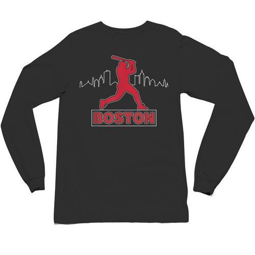 Boston Lovers Skyline Retro Baseball Heartbeat Men Women Unisex Long Sleeve T-Shirt - Sportilla