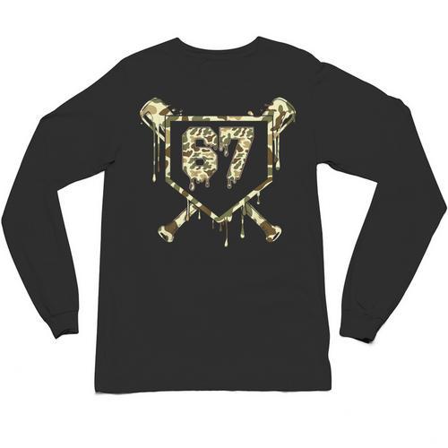 Camo Baseball Ice Cream Drip Number 67 Player 67th Birthday Unisex Long Sleeve T-Shirt - Sportilla