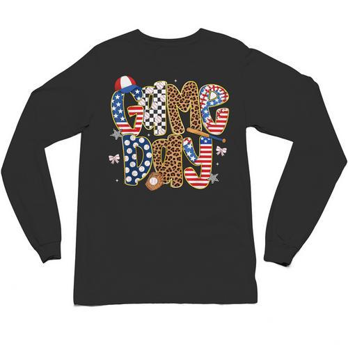 Checkered Leopard Game Day Baseball Men Women Kids Unisex Long Sleeve T-Shirt - Sportilla