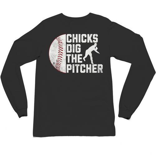 Chicks Dig The Pitcher Baseball Unisex Long Sleeve T-Shirt - Sportilla