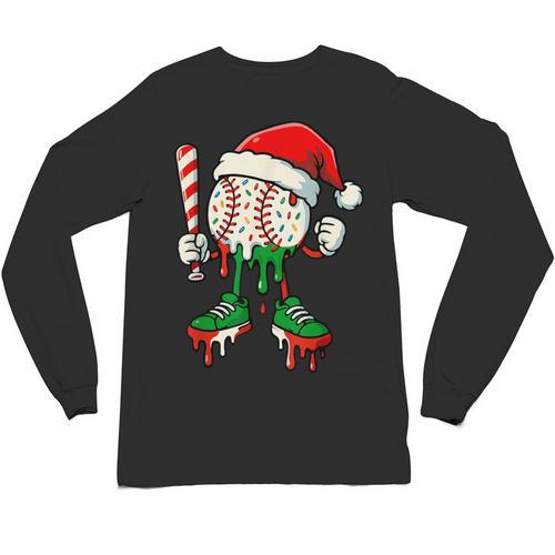 Christmas Baseball Drip For Boys Ice Cream Drip Baseball Unisex Long Sleeve T-Shirt - Sportilla