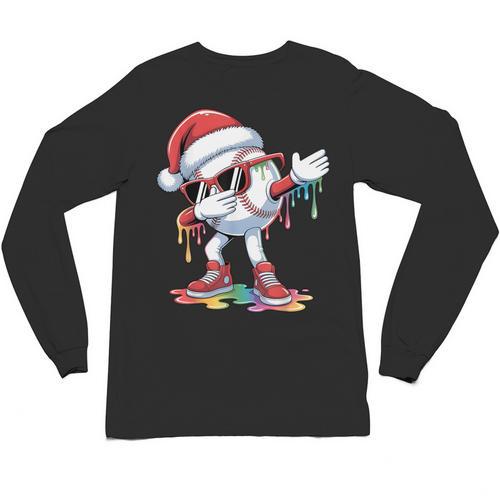 Christmas Baseball Ice Cream Dripping Santa Baseball Drip Unisex Long Sleeve T-Shirt - Sportilla