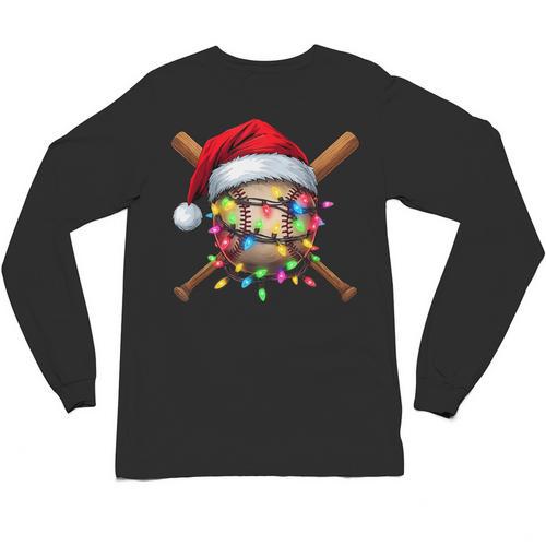 Christmas Baseball Pajama Santa For Men Boys Girls Kids Xmas Unisex Long Sleeve T-Shirt - Sportilla