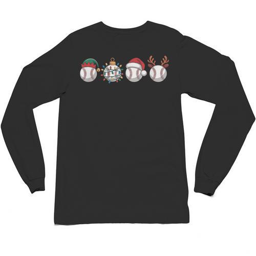 Christmas Baseball Player X-Mas Balls Unisex Long Sleeve T-Shirt - Sportilla