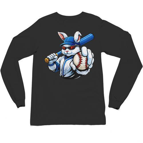Cool Rabbit Baseball Easter Men Boy Toddler Kid Unisex Long Sleeve T-Shirt - Sportilla
