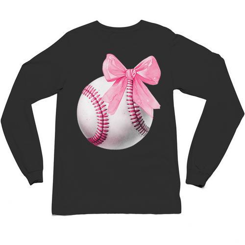 Cute Coquette Baseball Pink Bow Player & Fan Girls Unisex Long Sleeve T-Shirt - Sportilla