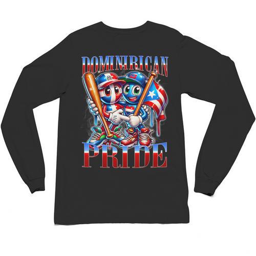 Dominican Puerto Rican Pride Baseball Flag Unity Unisex Long Sleeve T-Shirt - Sportilla
