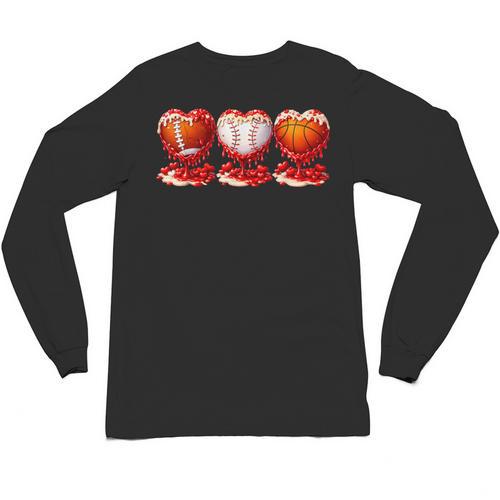 Drip Valentines Day Basketball Baseball Football Boy Men Kid Unisex Long Sleeve T-Shirt - Sportilla