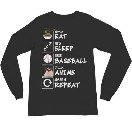 Eat Sleep Baseball Anime Repeat Japanese Otaku Unisex Long Sleeve T-Shirt - Sportilla