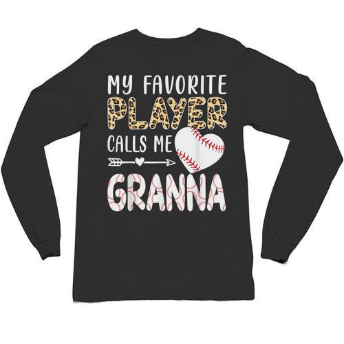 My Favorite Player Calls Me Granna Baseball Leopard Unisex Long Sleeve T-Shirt - Sportilla