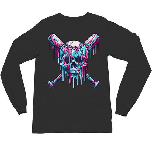 Halloween Baseball Skull Drip Baseball Lifestyle Boy Men Unisex Long Sleeve T-Shirt - Sportilla