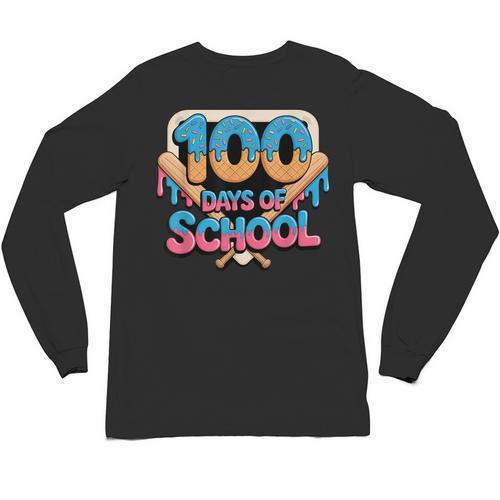 Happy 100 Days Of School Baseball Drip For Kids Teachers Unisex Long Sleeve T-Shirt - Sportilla