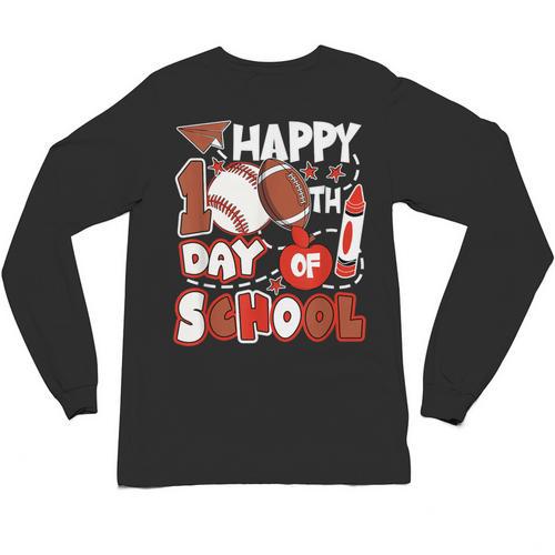 Happy 100 Days Of School Baseball Football PE Teacher Unisex Long Sleeve T-Shirt - Sportilla