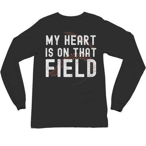 My Heart Is On That Field Baseball Softball Dad Father Unisex Long Sleeve T-Shirt - Sportilla