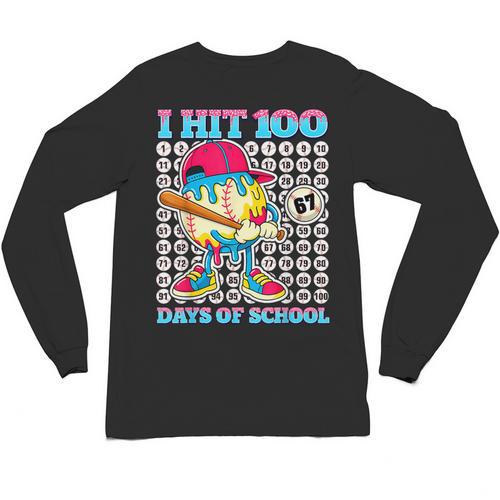 I Hit 100 Days Of School 67 Drip Baseball Boys Kids Unisex Long Sleeve T-Shirt - Sportilla
