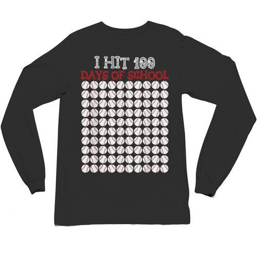 I Hit 100 Days Of School Baseball Lover Teacher Student Unisex Long Sleeve T-Shirt - Sportilla