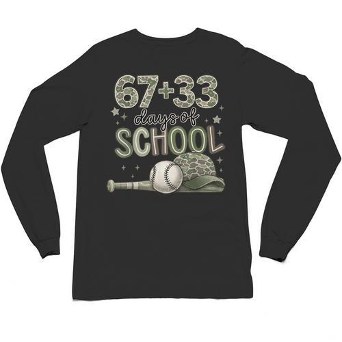 HUGvyn 6733 Days Of School Baseball 100 Days Camo Cap Boys Unisex Long Sleeve T-Shirt - Sportilla